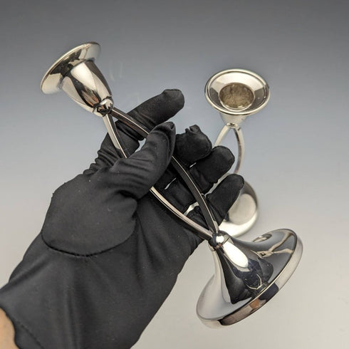 British vintage silver plate candle stand candlestick pair